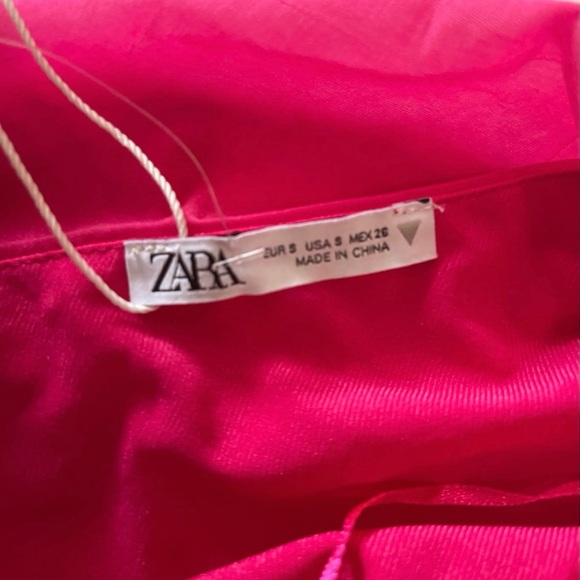 Asymmetrical One Shoulder Ruched Zara Pink Organza Mini Dress - Picture 8 of 8